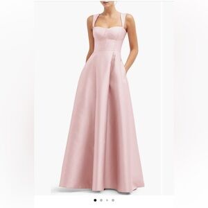 New Sold out Alfred Sung Bustier Tie Back gown in color Ballet Pink
